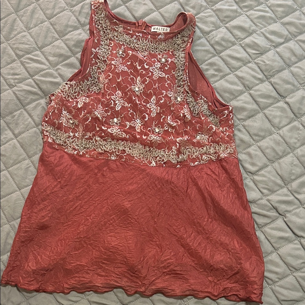 Halter Women's Elegant Red Lace Blouse
